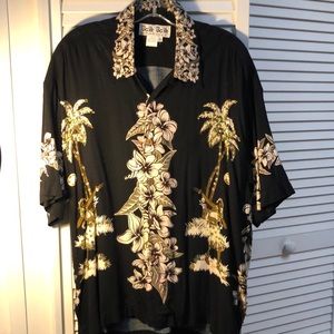 Sequined aloha shirt.  Rayon size S.  Men’s